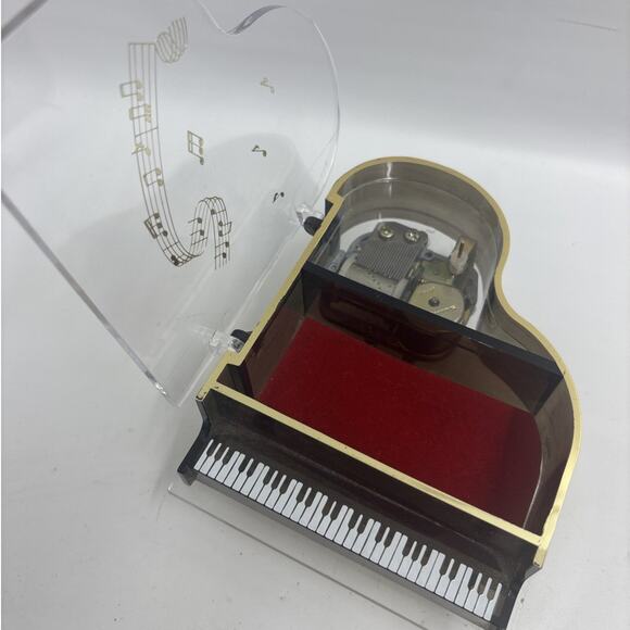 Vintage Sankyo Clear Lucite Grand Piano Music Box 6” Japan WORKS - Picture 3 of 5
